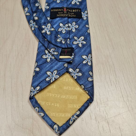 Robert Talbott Best Of Class Silk Neck Tie Two-toned Blue white flower - Picture 3 of 6
